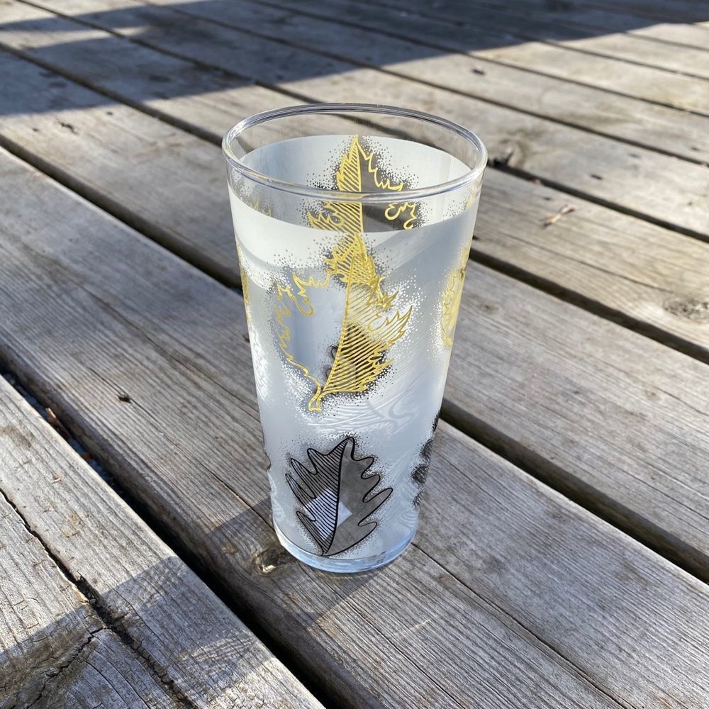 LIBBEY Tumbler OAK & MAPLE LEAF Glass Tall